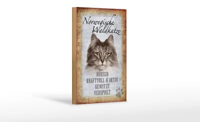 Produktbild von Holzschild Spruch 12x18cm norvegische Waldkatze Katze Wanddeko
