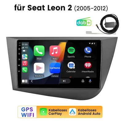 Produktbild von Hexinex 9-Zoll-Touchscreen Carplay Autoradio Für Seat Leon 2 (2005-2012) Android 15 GPS Navi WIFI BT DAB+ SWC USB 2GB+64GB