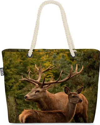 Produktbild von VOID Hirsch Wald Geweih Reh Strandtasche Shopper 58x38x16cm 23L XXL Einkaufstasche Tasche Reisetasche Beach Bag