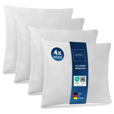 Produktbild von LILENO HOME 4er Set Kissenfüllung 80x80 cm - 40°C waschbares Innenkissen geeignet für Allergiker - Polyester Kisseninlet als Couchkissen, Sofa Kissen, Cocktailkissen und Kopfkissen
