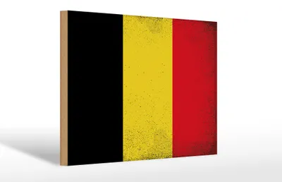 Produktbild von Holzschild Flagge Belgien 30x20cm Flag of Belgium Vintage