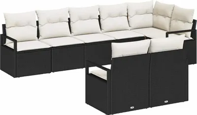 Immagine prodotto di vidaXL Set di divani 8 pezzi in polirattan nero