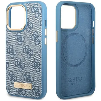 Produktbild von Guess Guhmp14Lu4Gprb Etui Für Iphone 14 Pro - Blau 4G Logo Platte Magsafe