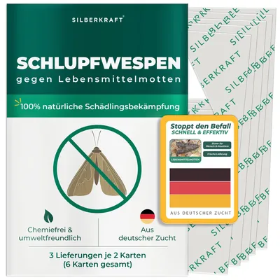 Produktbild von Silberkraft Schlupfwespen gegen Lebensmittelmotten - Motten bekämpfen - online kaufen - 1 Lieferung à 1 Karte