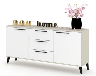 Produktbild von Kommode mit Schubladen Fernsehschrank HANA 3S Kaschmir/Weiß Matt 150cm