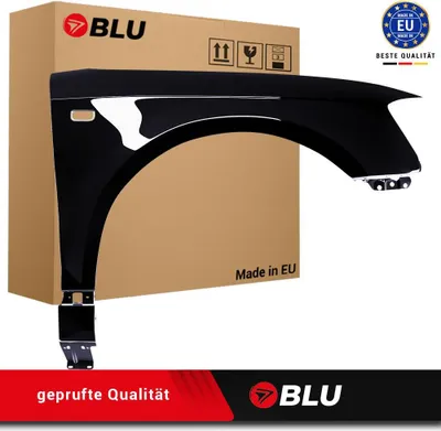 Image de BLU Aile Compatible avec Audi A3 8P II-generation LY9B Droite Schwarz BrillantSchwarz | 2003-2008 | Avant | Peint| Prêt à Monter | Galvanisé