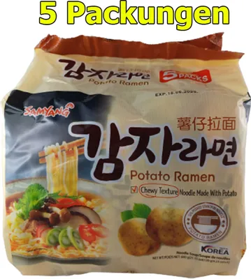 Produktbild von Samyang Potato Ramen Instant Nudeln 5er Pack (5 x 120g) Kartoffelnudeln Suppe