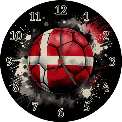 Produktbild von Fußball Dänemark Flagge Wanduhr aus MDF