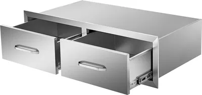 Immagine prodotto di SucceBuy Cassetti per isola BBQ 30" L x 10" H x 20" P, cassetti orizzontali di accesso al BBQ doppi in acciaio inox con maniglia per cucine all'aperto o stazioni per grigliate nel patio
