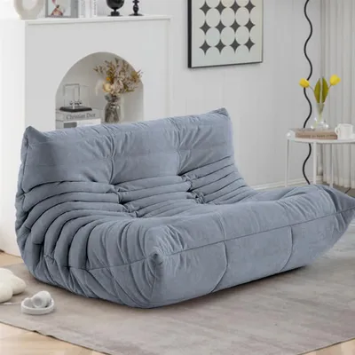 Produktbild von Wohnzimmersofa, Bodensofa, Relaxsessel, Rückenlehnen-Sofa, Lazy Sofa for Bedroom, Recliner Chair, Lounge, Living Room Furniture, Zweisitzer-Sofa Grau