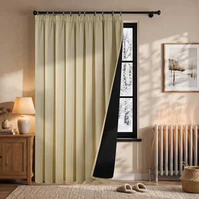 Thermo-Vorhang mit Schlaufen, beige, 300 x 245 cm, 1 Stück