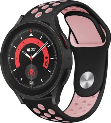 Produktbild von Strap-it Samsung Galaxy Watch 5 Pro Sportarmband (Schwarz/Rosa)