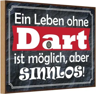 Produktbild von vianmo Holzschild 20x30 cm ein Leben ohne Dart ist sinnlos Sport Hobby
