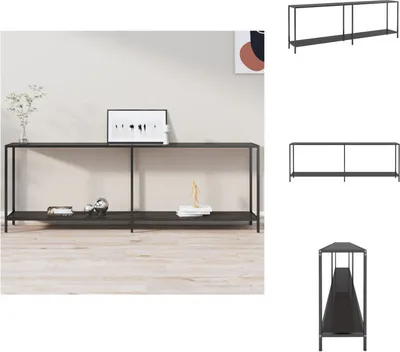 Obrázok produktu pre vidaXL Konzolový stolík čierny 220x35x75,5 cm z tvrdeného skla - Bočné stolíky