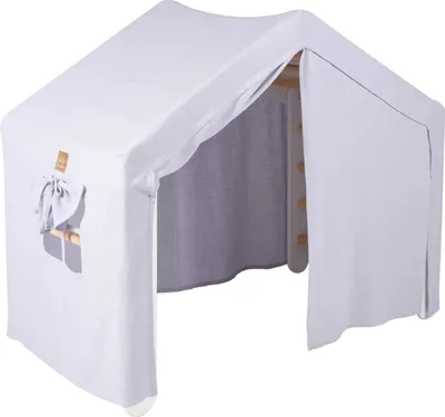 Produktbild von MeowBaby® Großes Haus mit faltbarer Kinderleiter 112x61x94 cm für das Zimmer. Holz, Leinen, Baumwolle, Graublaues Haus, Leiter Weiß