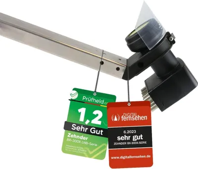 Produktbild von ZEHNDER Octo LNB + Wetterschutzhaube, Digital 8-Fach 4K HD LMB für 8 Teilnehmer mit Wetterschutzkappe & Sun Protect, für Fernseher Sat Receiver, Satellitenschüssel 8fach LNC