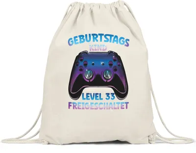 Produktbild von Geburtstagskind Level 33 Freigeschaltet Turnbeutel Gymsack  Happy Birthday Geburtstag Alles Gute Controller Konsole Game Spiel