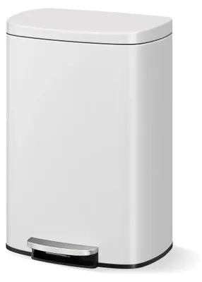 Immagine prodotto di Cestino da cucina da 50 l - Cestino a pedale - Acciaio inossidabile - Rettangolare - Secchio interno estraibile - Pedale - Bianco