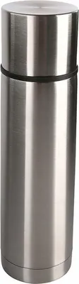 Produktbild von Edelstahl Thermoskanne 1L Silber, auslaufsicher, doppelwandig Vakuum, mit Becher