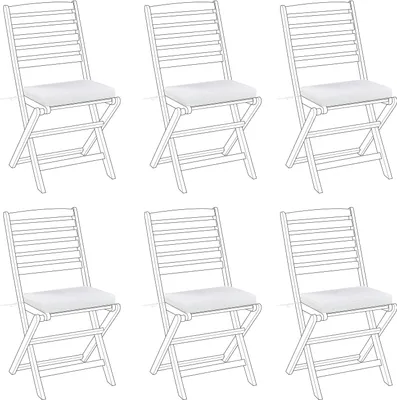 Produktbild von BELIANI Sitzkissen für Gartenstuhl 6er Set Cremeweiß Stoffbezug mit Reißverschluss Bindebändern 31 x 39 cm Modern Outdoor Stuhlkissen Stuhlpolster