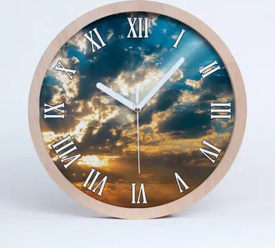 Produktbild von Holzuhr 20fi cm wanduhr - weiße Spitzen - Sonnenuntergang Himmel
