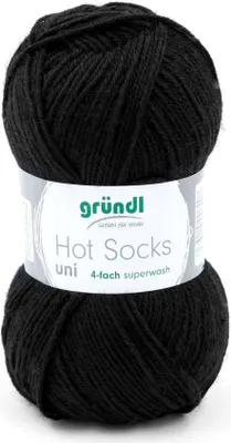 Produktbild von Gründl Hot Socks uni (50g/210m) 4-fach superwash 18 schwarz