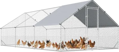 Produktbild von PawHut Hühnerstall Freilaufgehege XXL mit Schatten Dach Stahl 3 x 6 x 2 m