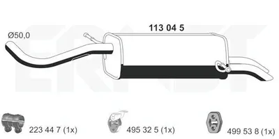 Produktbild von ERNST 113045 Endschalldämpfer für VW Fox Schrägheck (5Z1, 5Z3, 5Z4) Auspuff