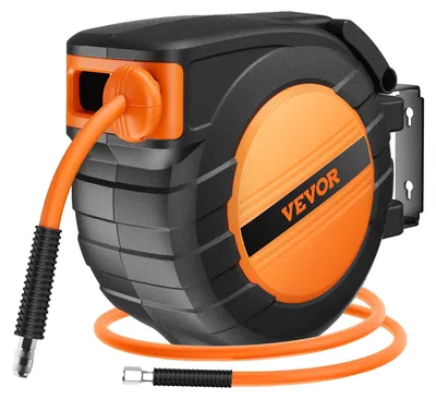 Obrázok produktu pre VEVOR navijak na stlačený vzduch, vzduchová hadica 9,52 mm x 15,24 m, max. 300 PSI, montáž na strop/stenu, uzavretý PP navijak a 180° otočný držiak
