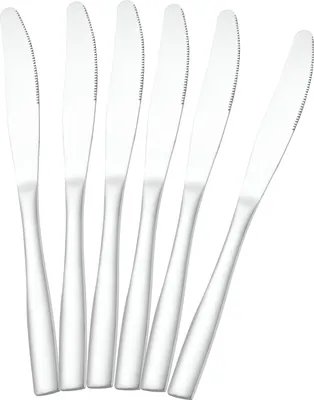 Image de Cheffinger, lot de 6 couteaux de table 23 cm en acier inoxydable haute dureté, argent