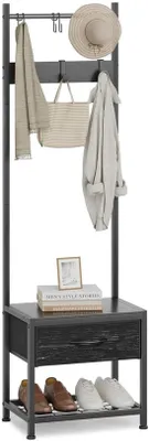 Produktbild von Garderobe mit Sitz und Kleiderstange in rustikalem Stil