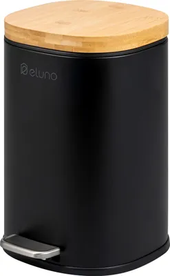 Obrázek produktu pro eluno kosmetický koš FRAMURA, pedálový koš o objemu 5 litrů z černého kovu a bambusu