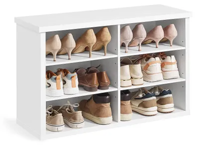 Produktbild von VASAGLE Schuhbank, Sitzbank mit Stauraum, 6 Fächer, 29,5 x 80 x 50 cm – Wolkenweiß, Größe 80B cm