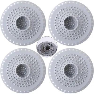 Produktbild von Duschabfluss Haarfänger 4er Set, Silikon Abflusssieb mit Saugnäpfen, rutschfestes Abflussfilter für Dusche, Badewanne, Waschbecken & Küche