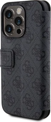 Produktbild von Guess PolyurethanLeather 4G Metal Logo Book Case für iPhone 15 Pro Max grau