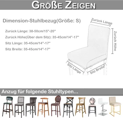 Immagine prodotto di confezione da 2 sgabelli da bar coprisedia sgabello universale elastico coprisedia sala da pranzo, beige