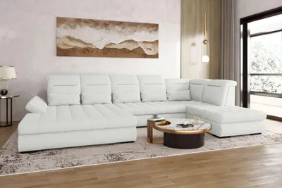 Produktbild von 99rooms Toscana Wohnlandschaft Strukturstoff NEVE Creme Links mit Schlaffunktion
