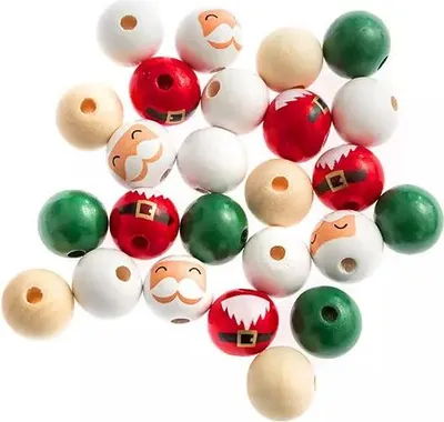 Immagine prodotto di Perline Di Babbo Natale In Legno 2 Cm 25 Pz.