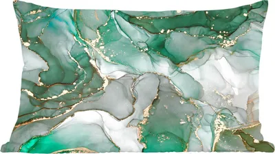 Produktbild von MuchoWow® Zierkissen Sofakissen Wohnzimmer Dekokissen 60x40 cm Gold - Marmor - Grün - Luxus - Marmoroptik - Grau - Kopfkissen - Polster mit Foto