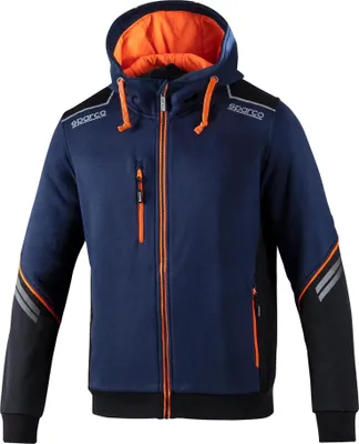 Produktbild von Sparco 02414BMAF Arbeits-Sweatshirt mit Kapuze, Tech, durchgehender Reißverschluss, Colorado Blau, S