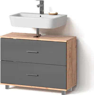 Produktbild von Waschbeckenunterschrank Livinity Eisak Anthrazit/Goldkraft Eiche 80 x 60.8 cm, Model 52573