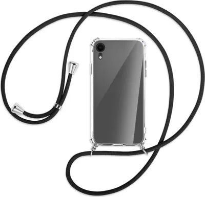 Produktbild von Handykette Backcover-Schutzhülle mit Band (Metall silberfarben) für Apple iPhone XR - schwarz