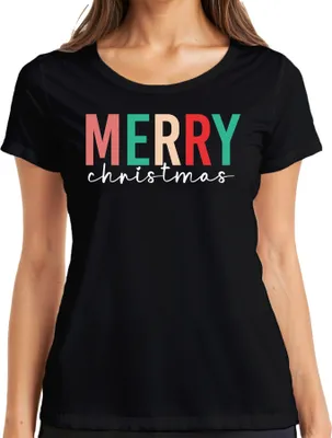 Produktbild von Merry Christmas Spruch - Weihnachten Weihnachtsgeschenk Christmas Damen T-Shirt, Schwarz, 3XL