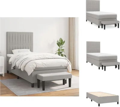 Produktbild von vidaXL Boxspringbett mit Matratze Hellgrau 90x200 cm Stoff -  Betten & Bettgestelle