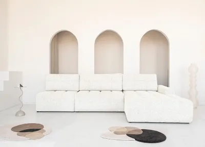 Produktbild von MIUFORM Lulu Ecksofa mit Bettfunktion und Bettkasten L-FORM RECHTS – 338 x 184 cm - Beige - Sofa Schlafsofa Couch Modulsofa