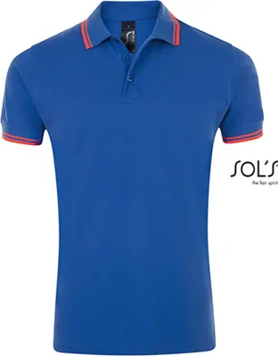 Produktbild von SOLs 00577 | Herren Polo Shirt Pasadena - Farbe: Royal Blue/Neon Coral - Größe: L