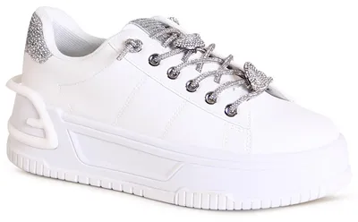 Produktbild von topschuhe24 3130 Damen Plateau Sneaker Glitzer Skater Turnschuhe , Farbe:Weiß, Größe:37 EU