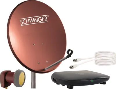 Produktbild von Satellitenanlage Set Ziegelrot Stahl 55 cm mit Receiver