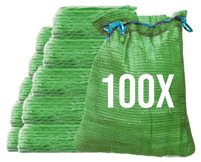 Produktbild von Bazko 100x Raschelsäcke 42x60 cm 15 kg | grün | Netzsäcke mit Zugband