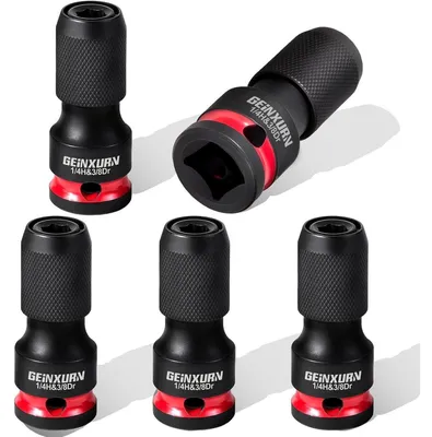 Productafbeelding van Steekdoppenadapter, 5 stuks, 3/8" vierkant naar 1/4" zeshoek, snelkoppeling, Cr-Mo staal